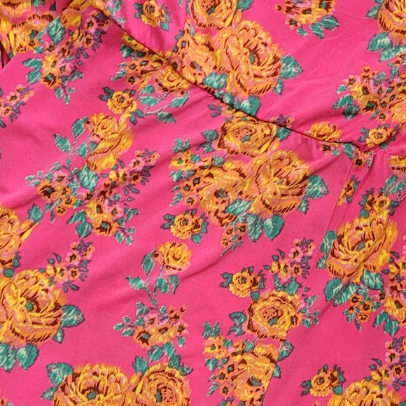 Hot Pink Floral Off Shoulder Dress - Picture 4 of 4